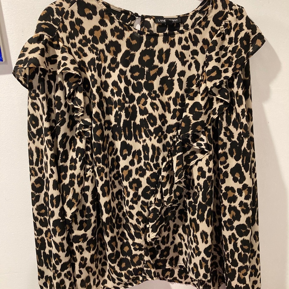 Leopard Ruffle Dress Shirt